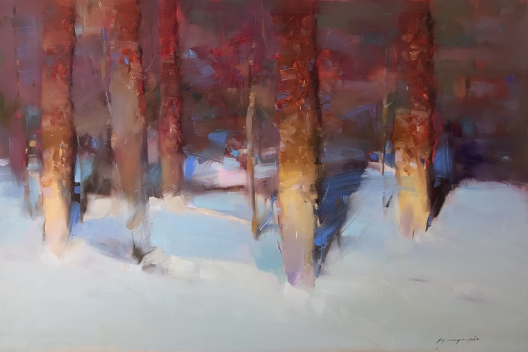 Snow Covered, Original oil Painting, Handmade artwork, One of a Kind          